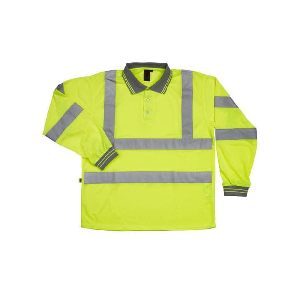 Warrior Unisex Adult Hi-Vis Long-Sleeved Polo Shirt Yellow XXL