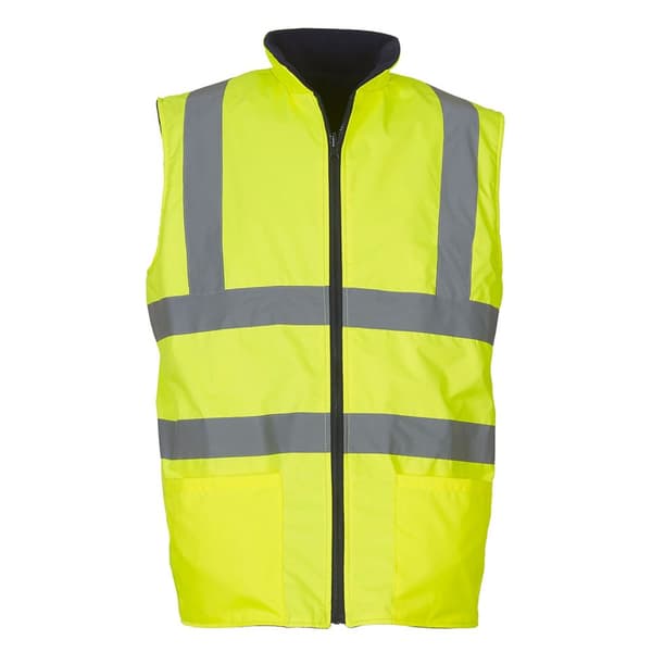 Yoko Unisex Vändbar Fleece Hi-Vis Kroppsvärmare för Vuxna Yellow S