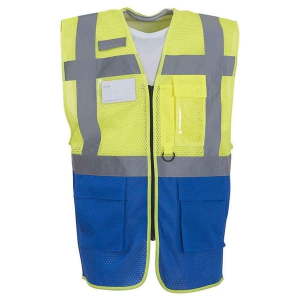 Yoko Unisex Vuxen Hi-Vis väst Yellow/Royal Blue 3XL