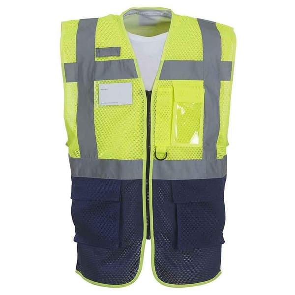 Yoko Unisex-voksen hi-vis vest til voksne Yellow/Navy L