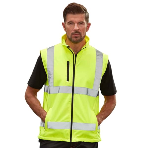 Yoko Unisex Softshell Hi-Vis väst för vuxna