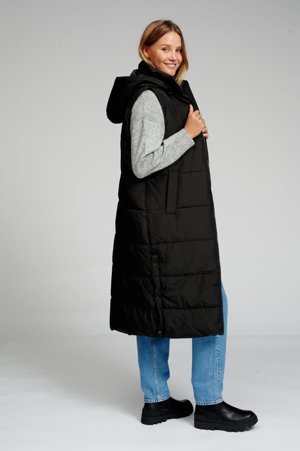 Lang puffervest - Sort
