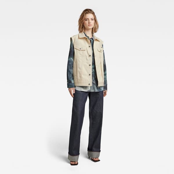 G-star Väst Oversized Denim Beige S Kvinna