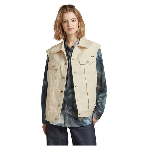 G-star Väst Oversized Denim Beige S Kvinna