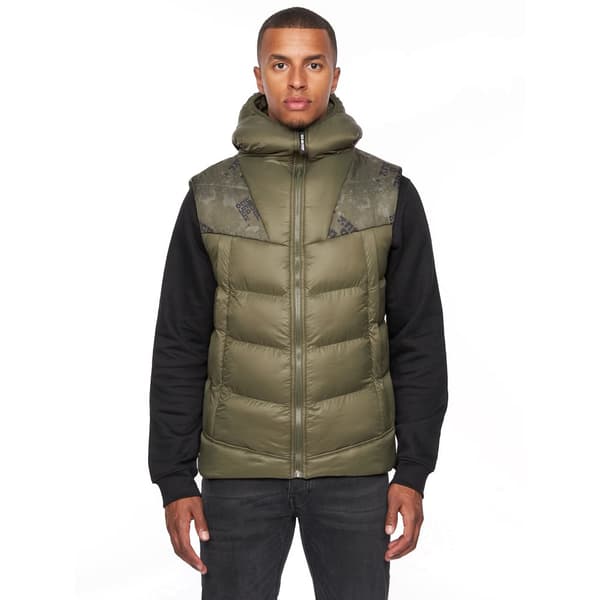 Duck and Cover Mens Rierson Hooded Gilet Dark Olive L