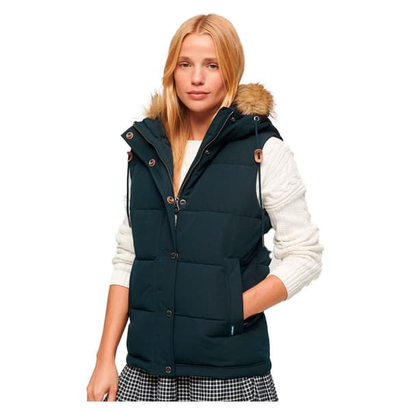 Superdry Everest Faux Fur Väst Blå XS Kvinna