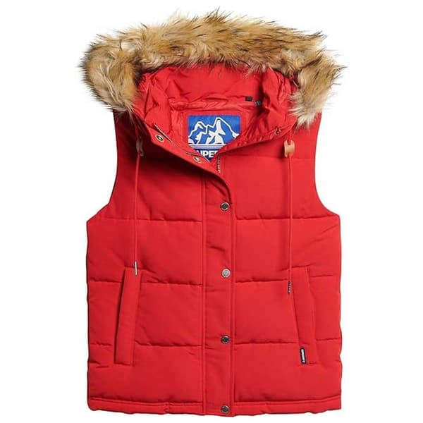 Superdry Everest Faux Fur Väst Röd L Kvinna