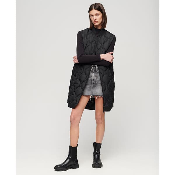 Superdry Studios Long Liner Väst Svart S Kvinna
