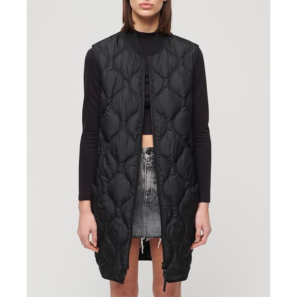 Superdry Studios Long Liner Väst Svart S Kvinna