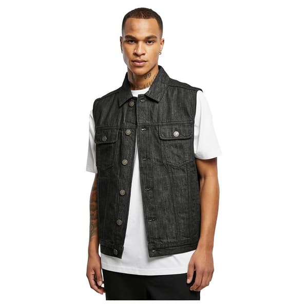 Urban Classics Denim Vest Sort S Mand