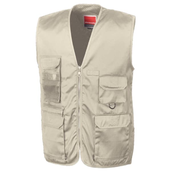 Result Mens Safari Waistcoat Jacket Camel M
