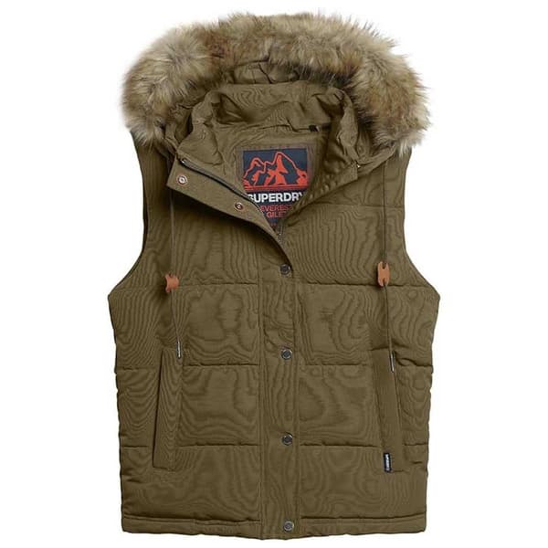 Superdry Everest Faux Fur Vest Grøn L Kvinde