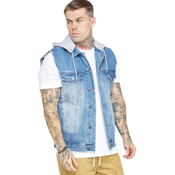 Siksilk Rinse&denim Väst Blå S Man