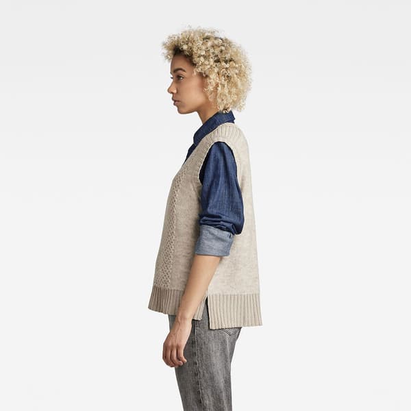 G-star Structure Slipover Väst Beige M Kvinna