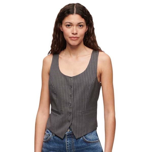 Superdry Satin Back Väst Grå M Kvinna