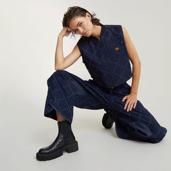 G-star Quilted Väst Blå L Kvinna