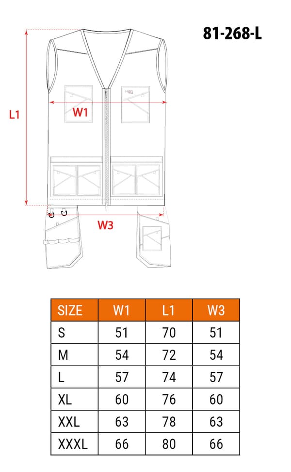 HD Slim arbejdsvest, str. L