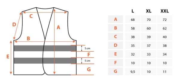 Advarselsvest, gul, str. XL