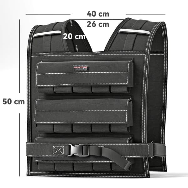 Rootz 20 kg justerbar viktad väst - träningsviktväst - körväst - reflekterande säkerhet - 50l x 40w cm