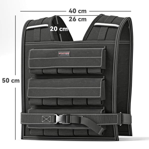 Rootz 15 kg justerbar viktad väst - Träningsväst - Viktväst med remmar - även viktfördelning - 50L x 40W cm
