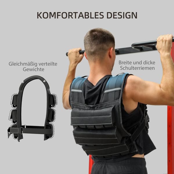 Rootz 15 kg justerbar viktad väst - Träningsväst - Viktväst med remmar - även viktfördelning - 50L x 40W cm