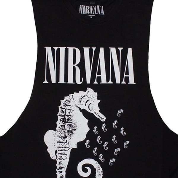 Nirvana Seahorse Band Logo Mono Vest Top