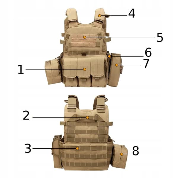 MILITÆRTAKTISK MILITÆRVEST 600D MOLLE-TASKER POSER Uni Green