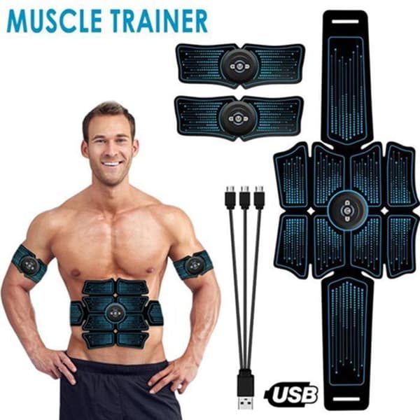 TD® Electro Stimulation Bukbälte - Höftmuskelstimulator Muscle Trainer Abdominal Toner, No2546, Svart