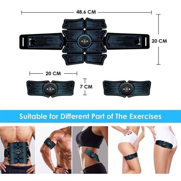 TD® Electro Stimulation Bukbälte - Höftmuskelstimulator Muscle Trainer Abdominal Toner, No2546, Svart