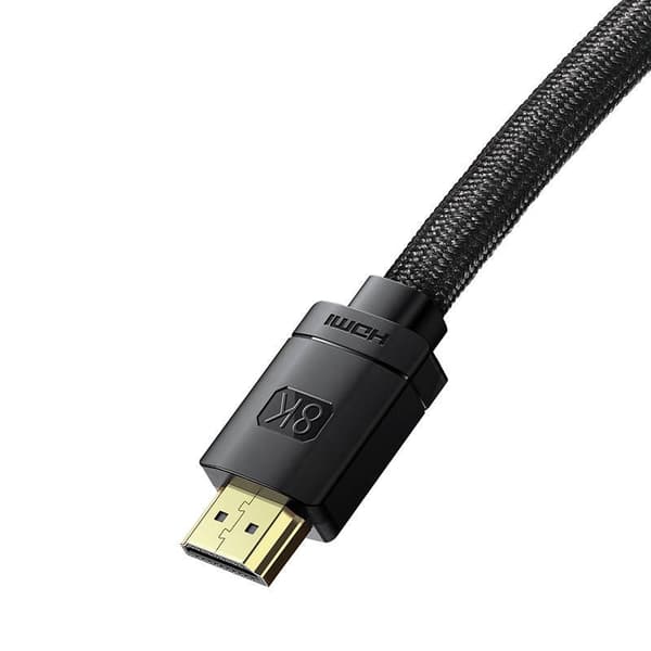 CABLU video Baseus High Definition, HDMI (T) la HDMI (T), versiunea 2.1, rezolutie maxima 8K UHD (7680 x 4320) la 60 Hz, conectori auriti, 1m, negru "