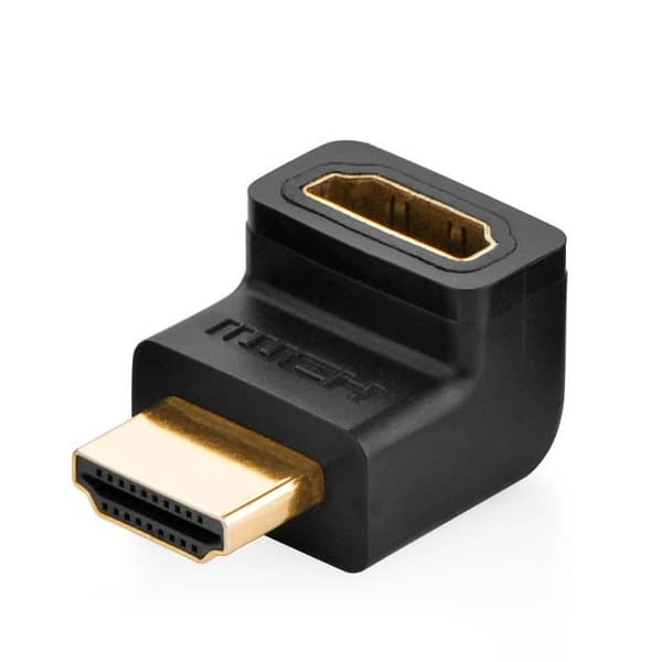 ADAPTOR video Ugreen, "HD112" cupla extender HDMI (T) la HDMI (M), 90 grade sus, rezolutie maxima 4K UHD (3840 x 2160) la 60 Hz, conectori auriti,negr