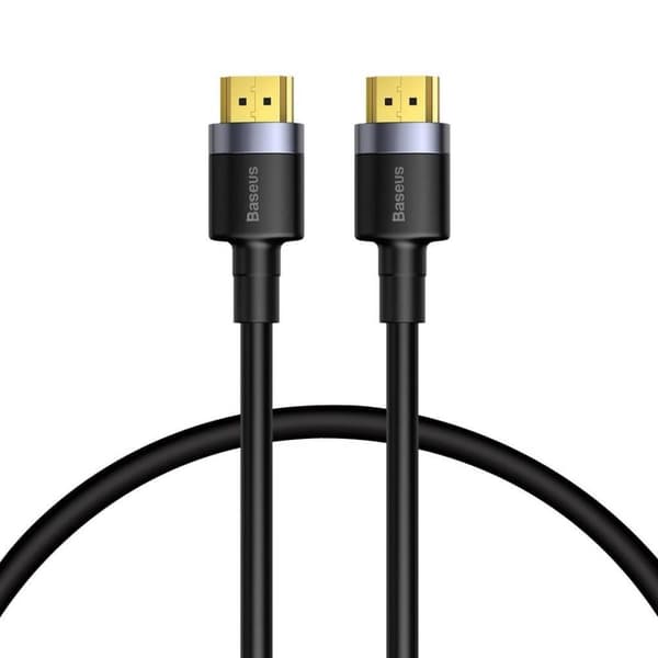 CABLU video Baseus Cafule, HDMI (T) la HDMI (T), rezolutie maxima 4K UHD (3840 x 2160) la 60 Hz, conectori auriti, 1m, negru "CADKLF-E01" (timbru verd