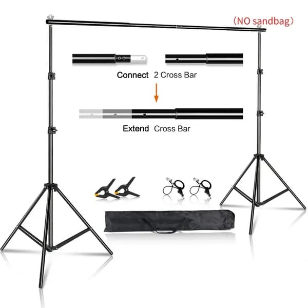 Grönt skärmbakgrundsställ, justerbar höjd, Chromakey-stödsystem, 2x3M, vanlig