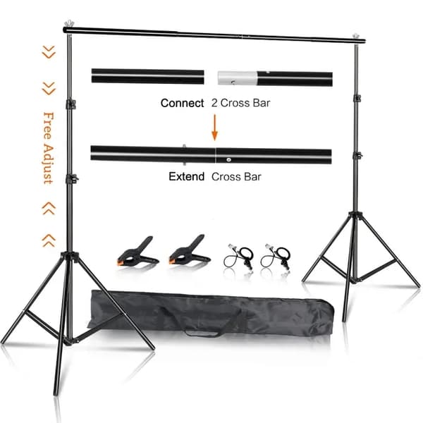 Fotostudio bakgrundsställ, justerbar höjd, bärbar bärväska, 2Mx2M, Ny Regular