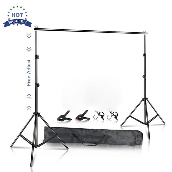 Fotostudio bakgrundsställ, justerbar höjd, bärbar bärväska, 2Mx2M, Ny Regular