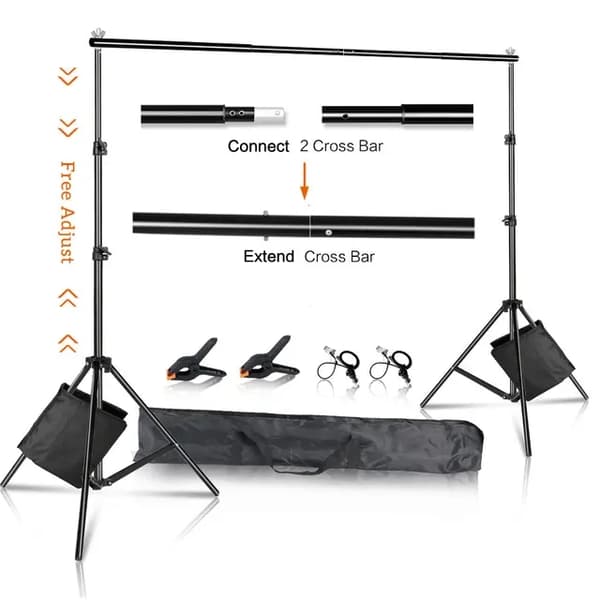 Fotostudio bakgrundsställ, justerbar höjd, bärbar bärväska, 2Mx2M, Ny Regular