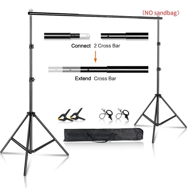 Grönt skärmbakgrundsställ, justerbar höjd, Chromakey-stödsystem, 2x2M, Uppgradering