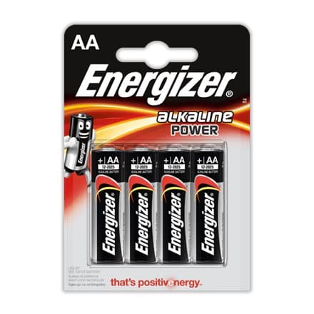 ENERGIZER BATTERY ALKALINE POWER AA LR6 BLISTER 4 PIECES
