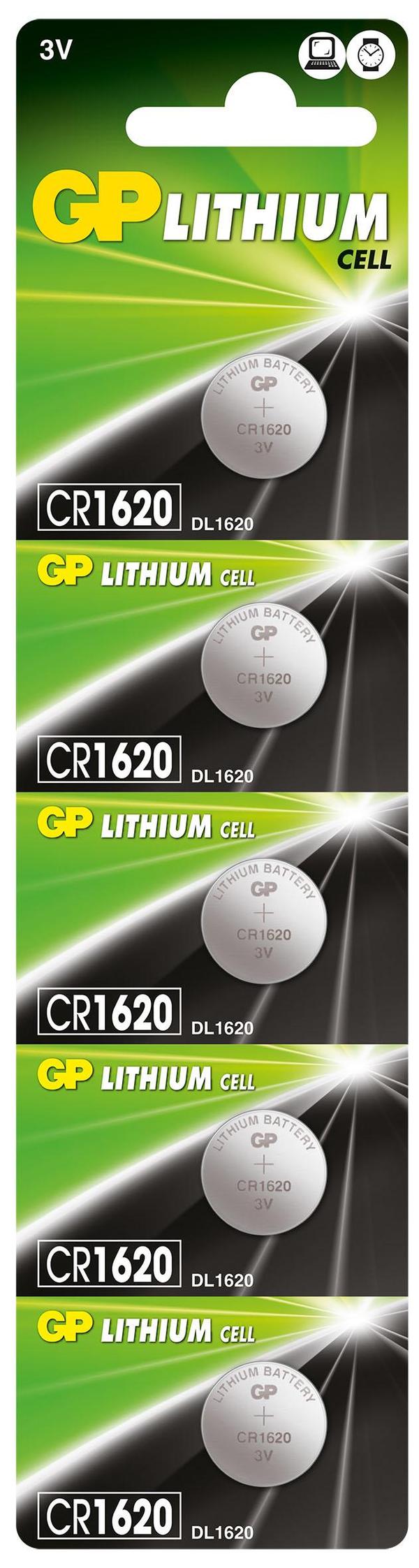 Lithium Button Battery GP CR1620 3V 5 pcs in blister /price for 1 battery/ GP