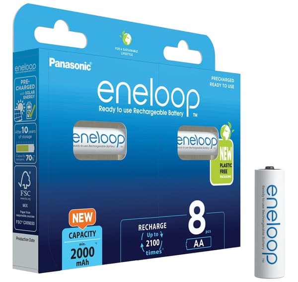 Panasonic eneloop genopladeligt batteri AA 2000 8BP