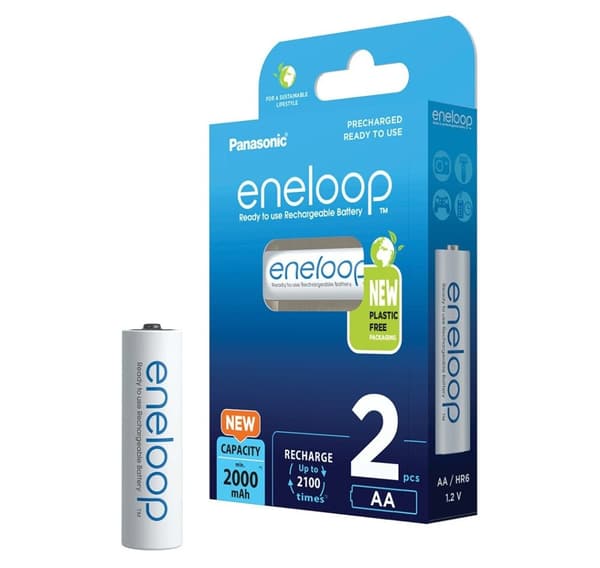 Panasonic eneloop oppladbart batteri AA 2000 2BP