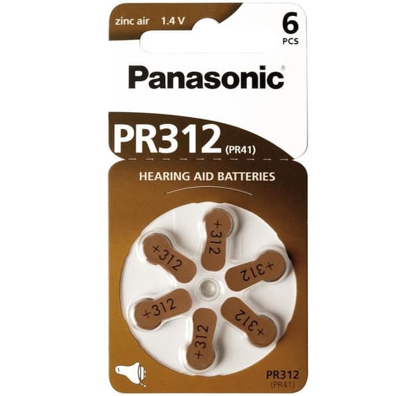 Panasonic høreapparatbatteri PR312L/6DC