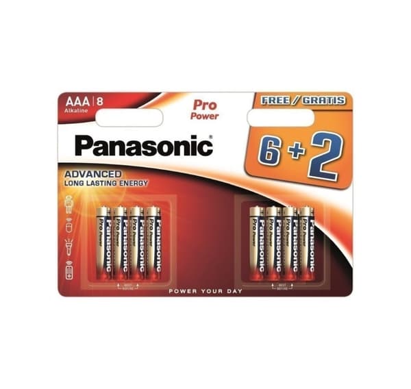 Panasonic Pro Power batteri LR03PPG/8B (6+2)