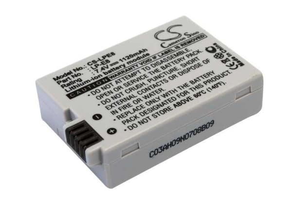 Camera Battery for LP-E8 ® Canon EOS Rebel T2i, T3i, T4i, T5i, EOS 600D, 550D, 650D, 700D, Kiss X5, X4, X6 7.4V 1120mAh