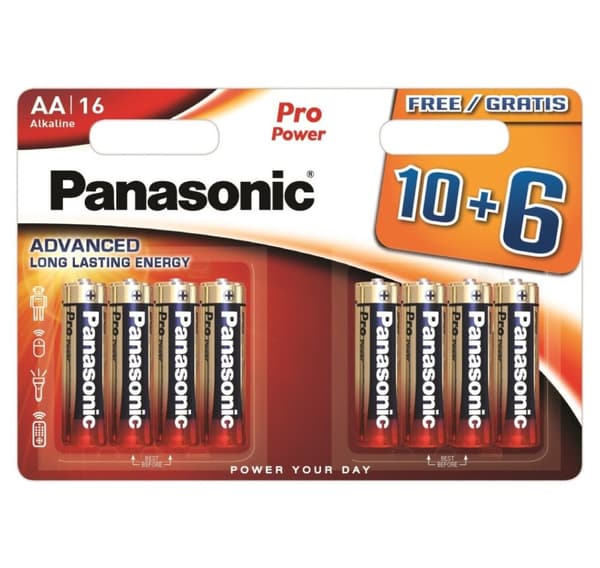 Panasonic Pro Power batteri LR6PPG/16B 10+6stk