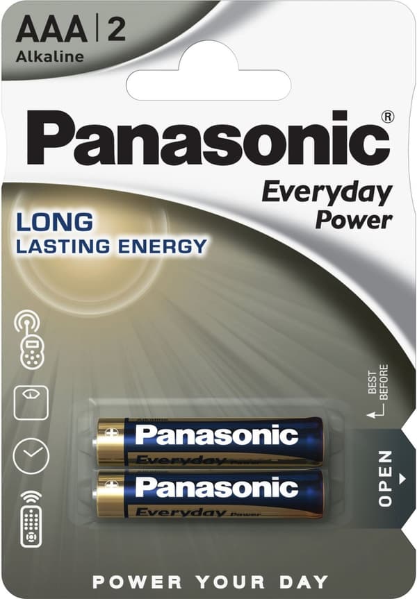 Set med 15 produkter. Panasonic Everyday Power batteri LR03EPS/2B