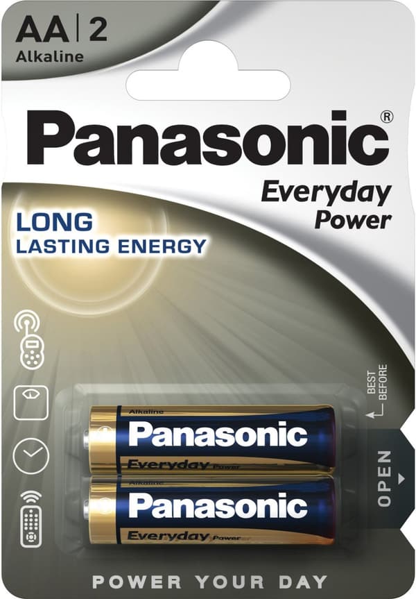 Set med 15 produkter. Panasonic Everyday Power batteri LR6EPS/2B
