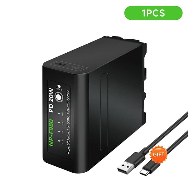 Sony NP-F980 Batteri, PD20W Hurtig Opladning, LED Strømindikator, 2PCS F980