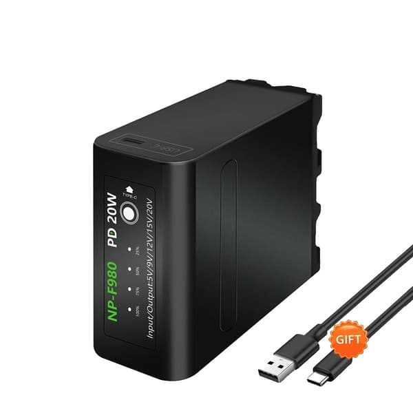 Sony NP-F980 Batteri, PD20W Hurtig Opladning, LED Strømindikator, 2PCS F980