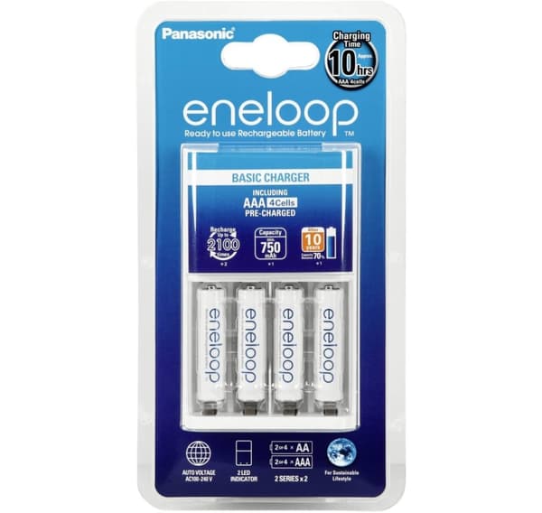 Panasonic eneloop lader BQ-CC51E + 4x750
